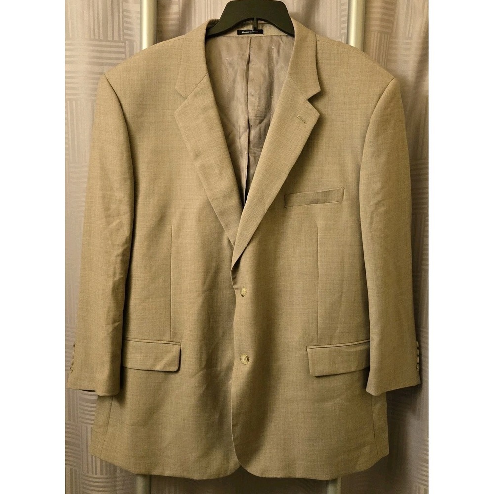 Joseph & Feiss Blazer Mens 52R Tan Classic 100% Wool Sport Coat Jacket